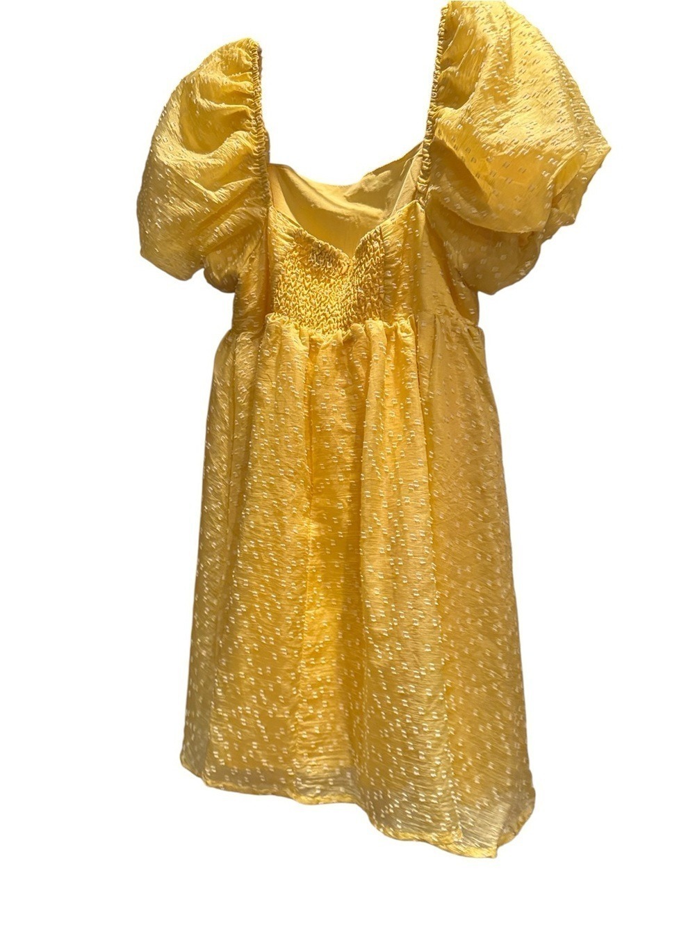 88. Vine Tree Textured Puff Sleeve Mini Dress NWT - Picture 5 of 6